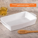 Refratário de Porcelana Rojemac Basic com Alça 34cm Branco