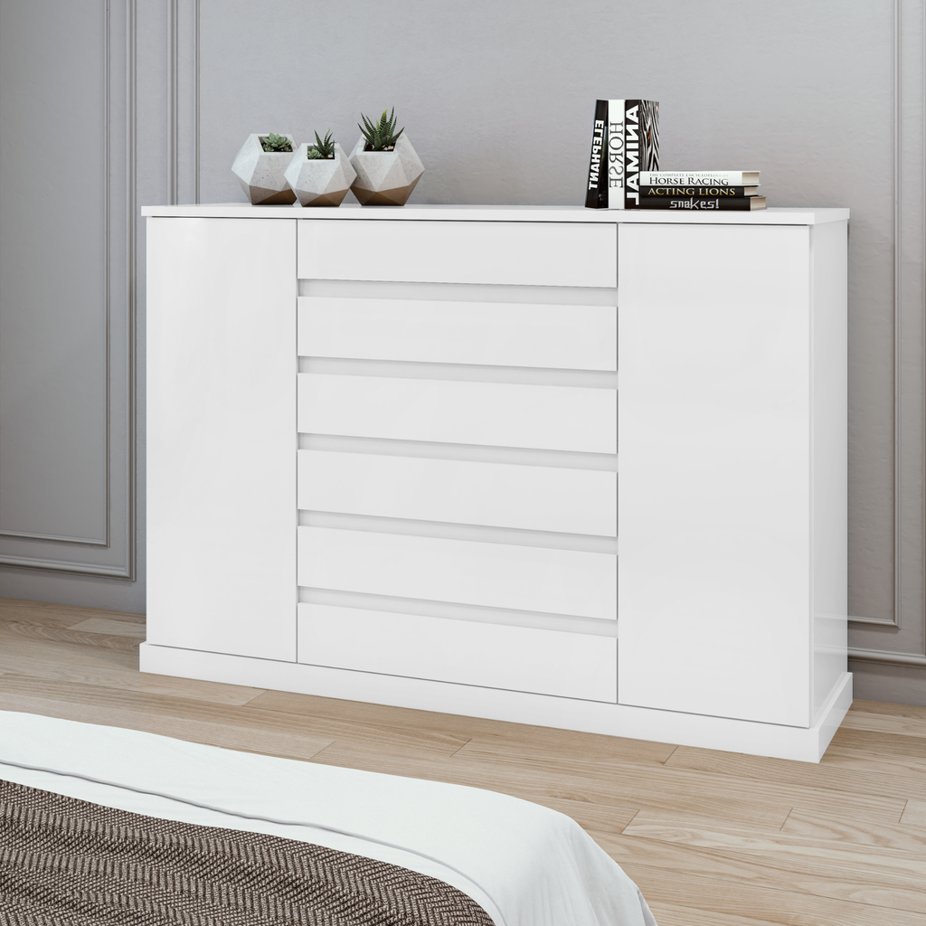 Cômoda Vedra 173cm Lopas 7 Gavetas 2 Portas Branco