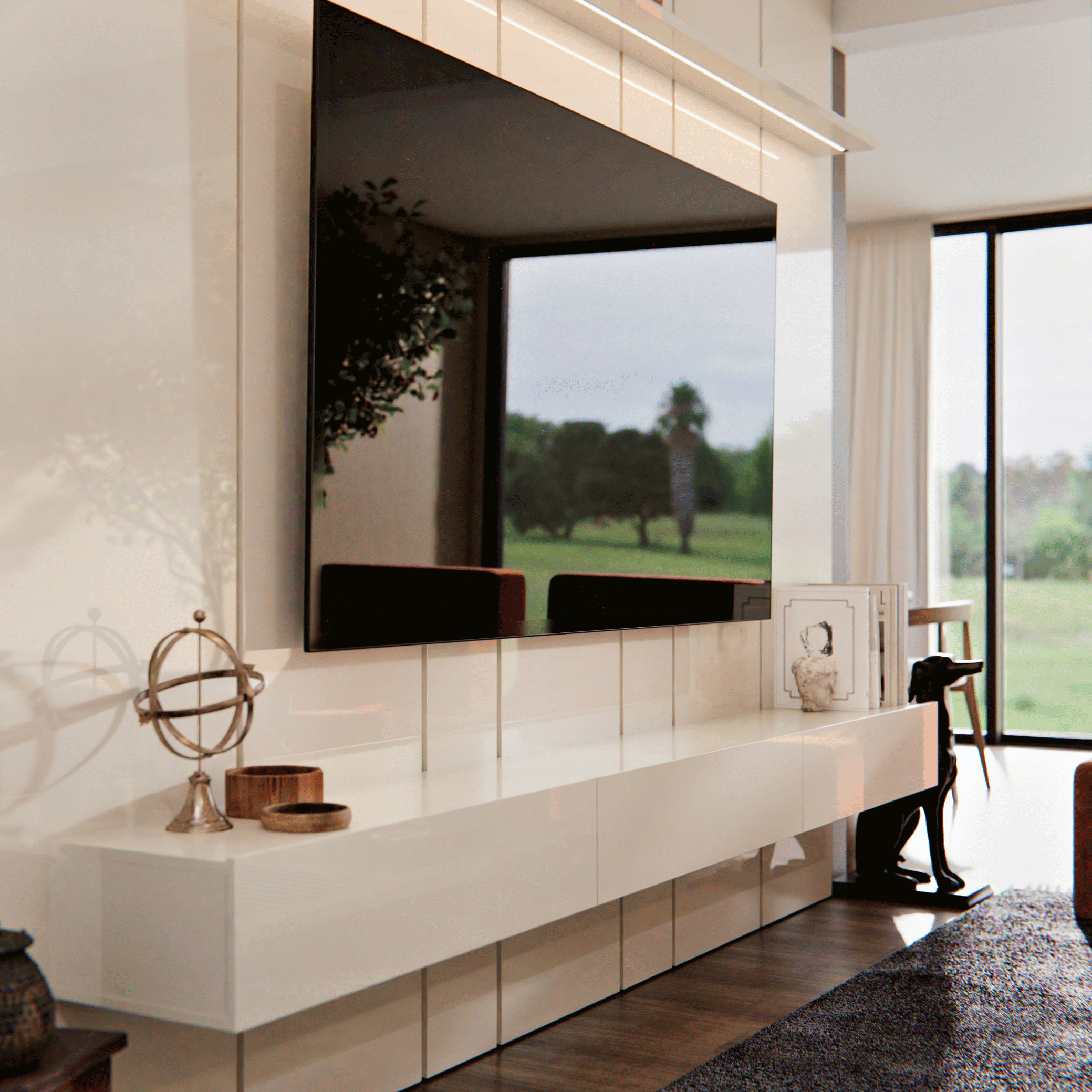 Home Painel Liso Slim Suspenso Imcal 184cm com Led Off White