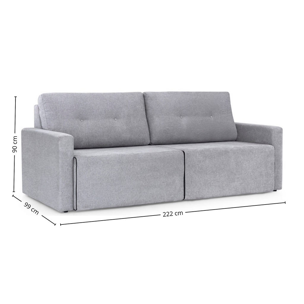 Sofá MH4253 220cm Herval 2 assentos Retráteis Linho Cinza