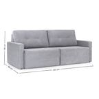 Sofá MH4253 220cm Herval 2 assentos Retráteis Linho Cinza