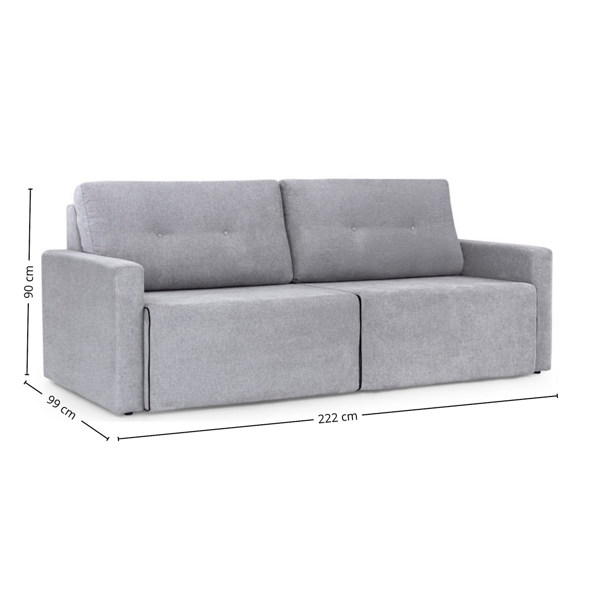 Sofá MH4253 220cm Herval 2 assentos Retráteis Linho Cinza