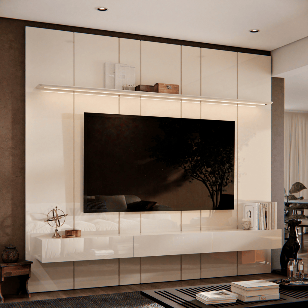 Home Painel Liso Slim Suspenso Imcal 184cm com Led Off White