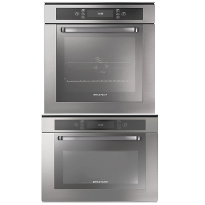 Kit Brastemp Gourmand de Embutir Forno Elétrico 67L+Micro-ondas 40L com Grill Inox 220V