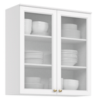Armário Aéreo de Cozinha Americana Henn 100% MDF 2 Portas de Vidro 80cm Branco HP