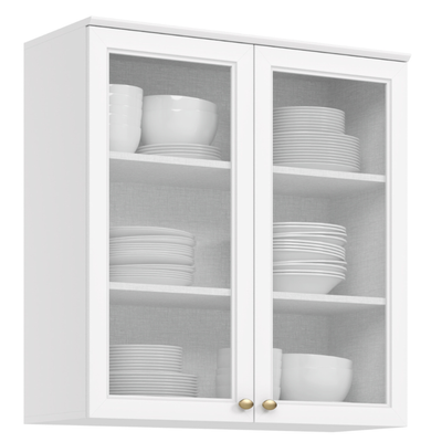 Armário Aéreo de Cozinha Americana Henn 100% MDF 2 Portas de Vidro 80cm Branco HP