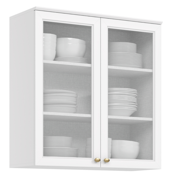 Armário Aéreo de Cozinha Americana Henn 100% MDF 2 Portas de Vidro 80cm Branco HP