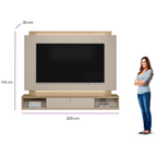 Home Painel Havana Suspenso Linea 200cm com Led  Tauari e Off White