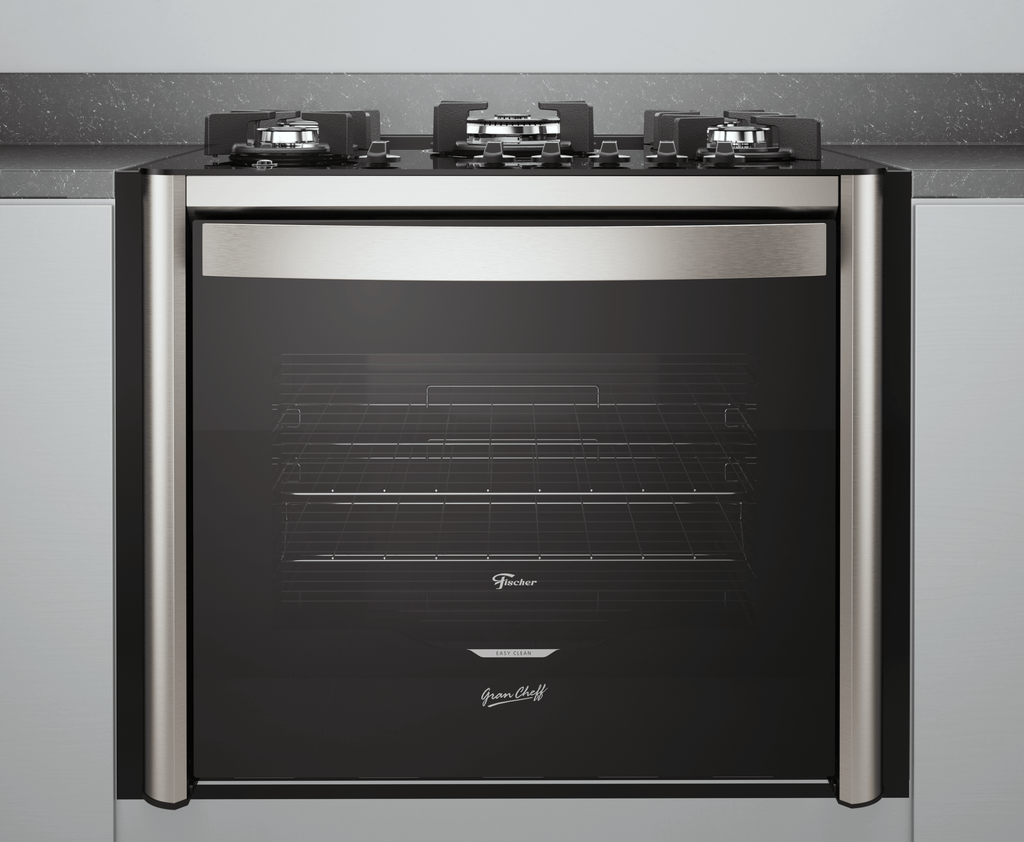 Fogão 5 Bocas Fischer de Embutir Gran Cheff Tripla Chama Mesa de Vidro com Dourador 28550-65541 Inox 220V
