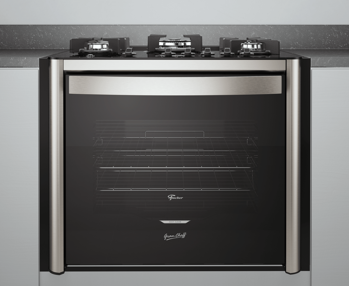 Fogão 5 Bocas Fischer de Embutir Gran Cheff Tripla Chama Mesa de Vidro com Dourador 28550-65541 Inox 220V