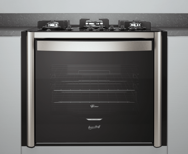 Fogão 5 Bocas Fischer de Embutir Gran Cheff Tripla Chama Mesa de Vidro com Dourador 28550-65541 Inox 220V