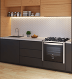Fogão 5 Bocas Fischer de Embutir Gran Cheff Tripla Chama Mesa de Vidro com Dourador 28550-65541 Inox 220V