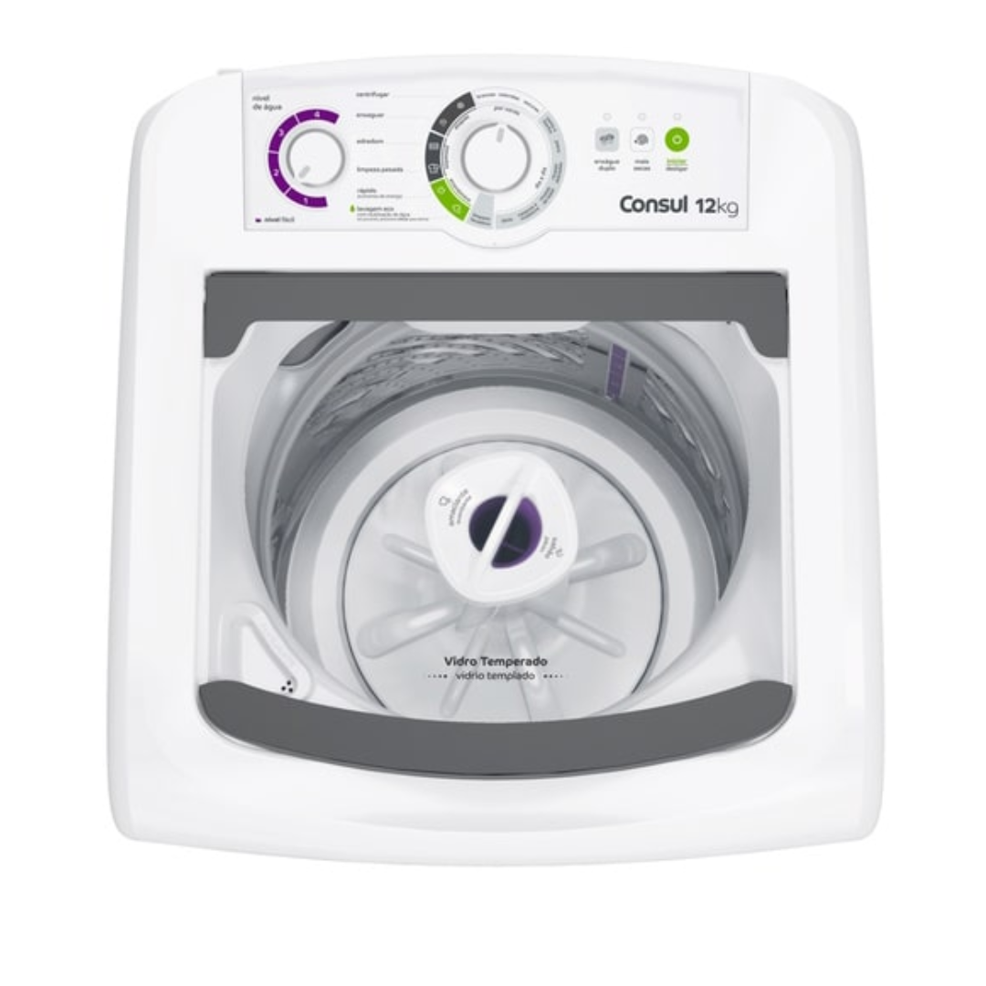 Lavadora de Roupas Consul 12Kg CWH12BB Dosagem Econômica e Ciclo Edredom Cesto Inox Branco 220V