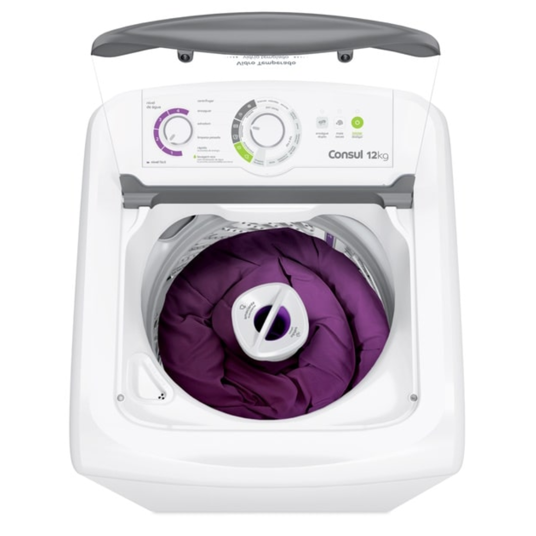 Lavadora de Roupas Consul 12Kg CWH12BB Dosagem Econômica e Ciclo Edredom Cesto Inox Branco 220V