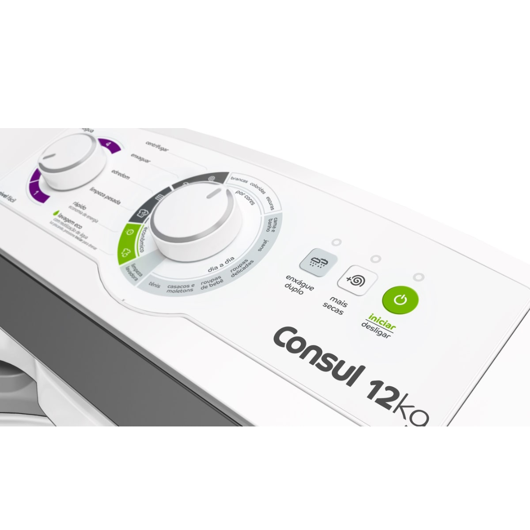 Lavadora de Roupas Consul 12Kg CWH12BB Dosagem Econômica e Ciclo Edredom Cesto Inox Branco 220V