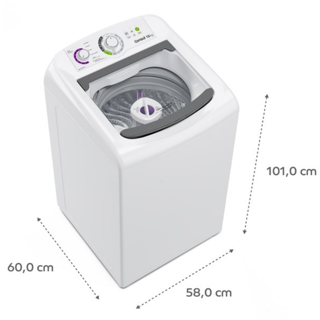 Lavadora de Roupas Consul 12Kg CWH12BB Dosagem Econômica e Ciclo Edredom Cesto Inox Branco 220V