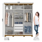 Roupeiro Cover Henn 195cm 6 Portas Off White/Nature