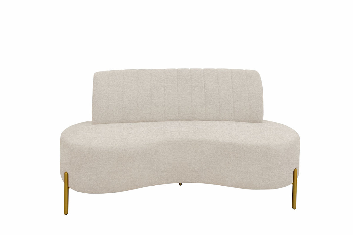 Sofá Living Qatar 160cm Konfort Pés em Metal Dourado Boucle Creme