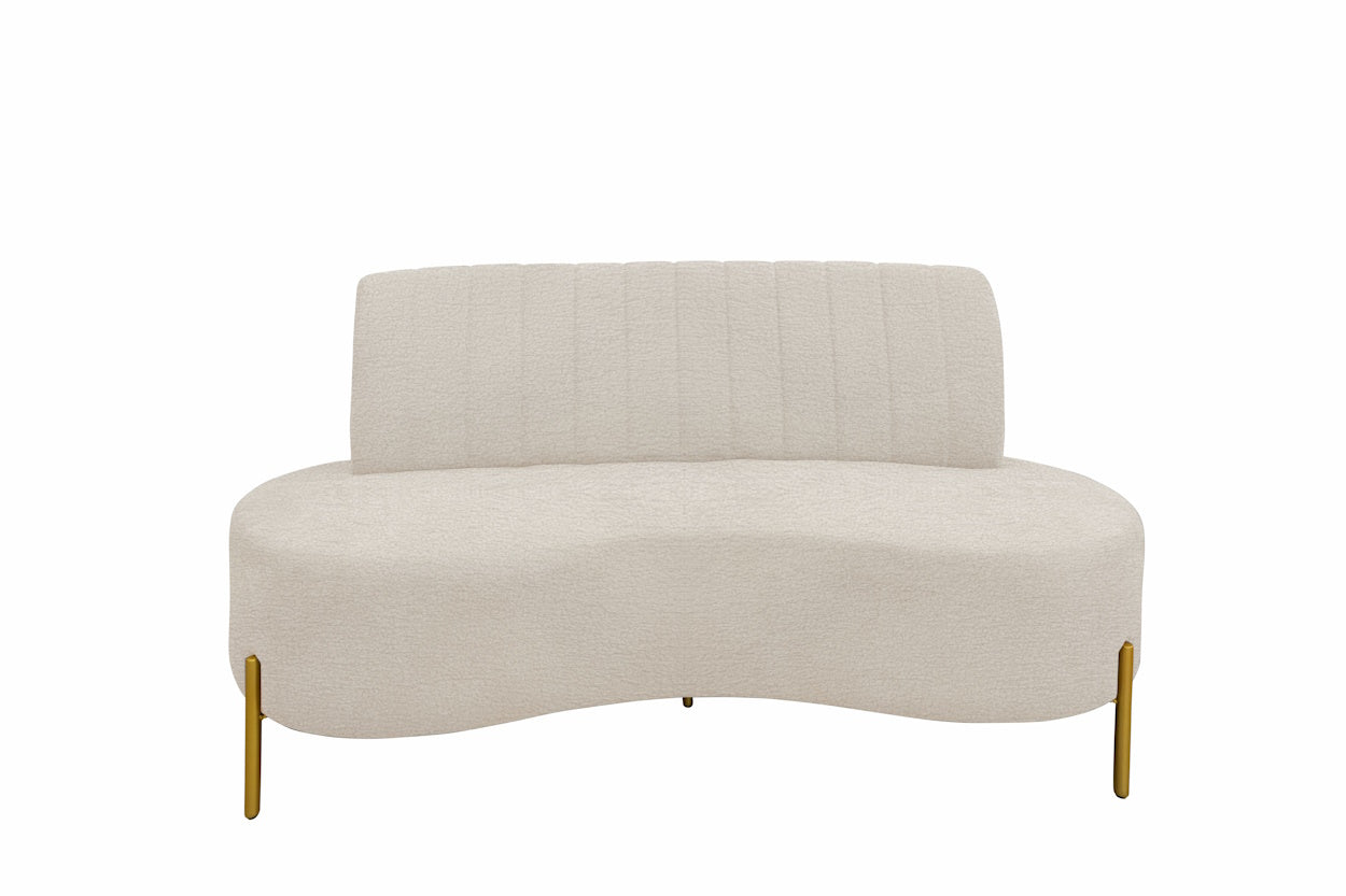 Sofá Living Qatar 160cm Konfort Pés em Metal Dourado Boucle Creme
