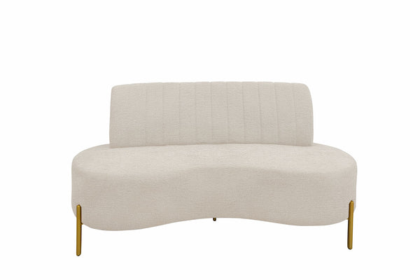 Sofá Living Qatar 160cm Konfort Pés em Metal Dourado Boucle Creme