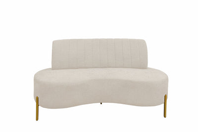 Sofá Living Qatar 160cm Konfort Pés em Metal Dourado Boucle Creme