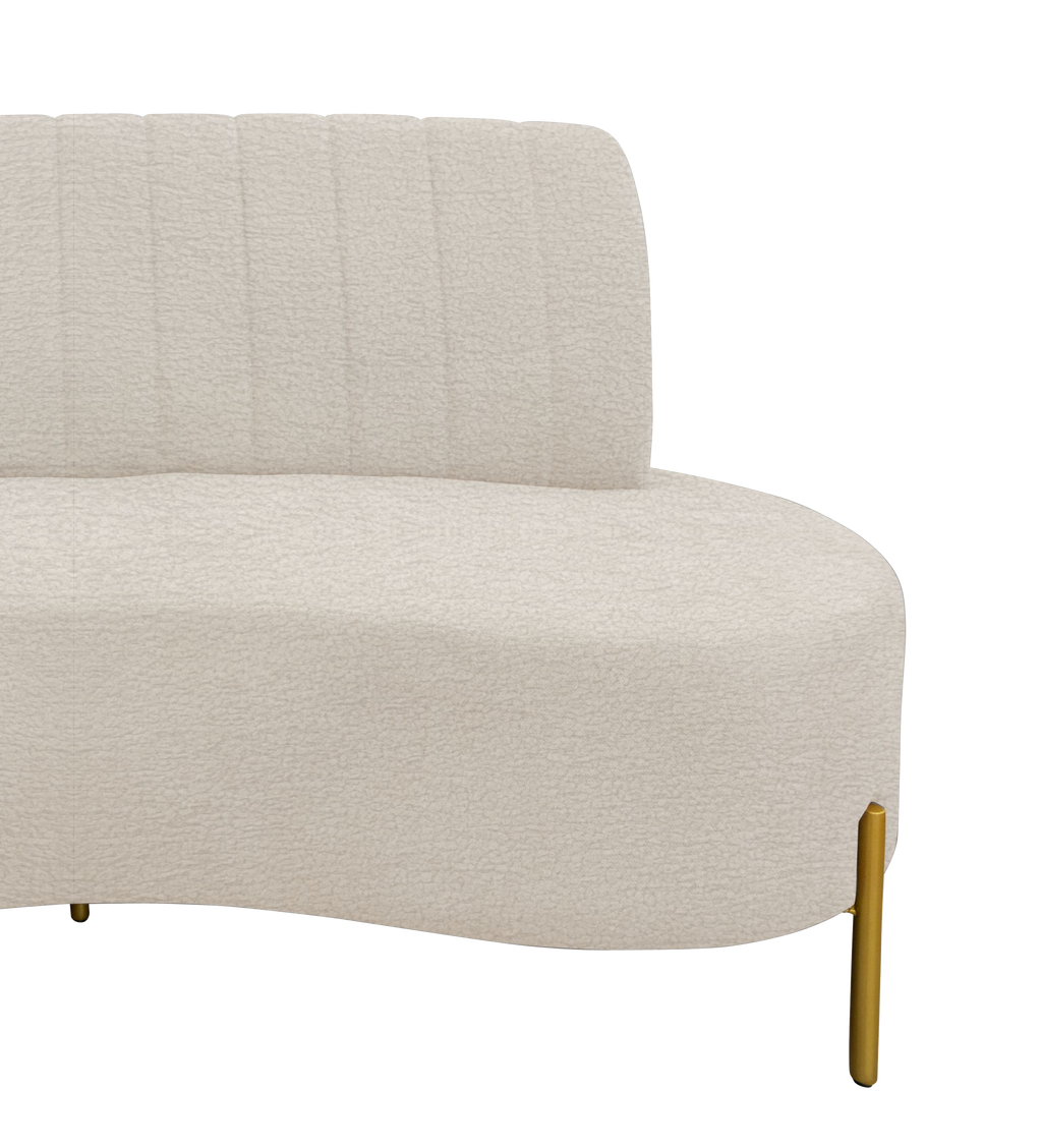 Sofá Living Qatar 160cm Konfort Pés em Metal Dourado Boucle Creme