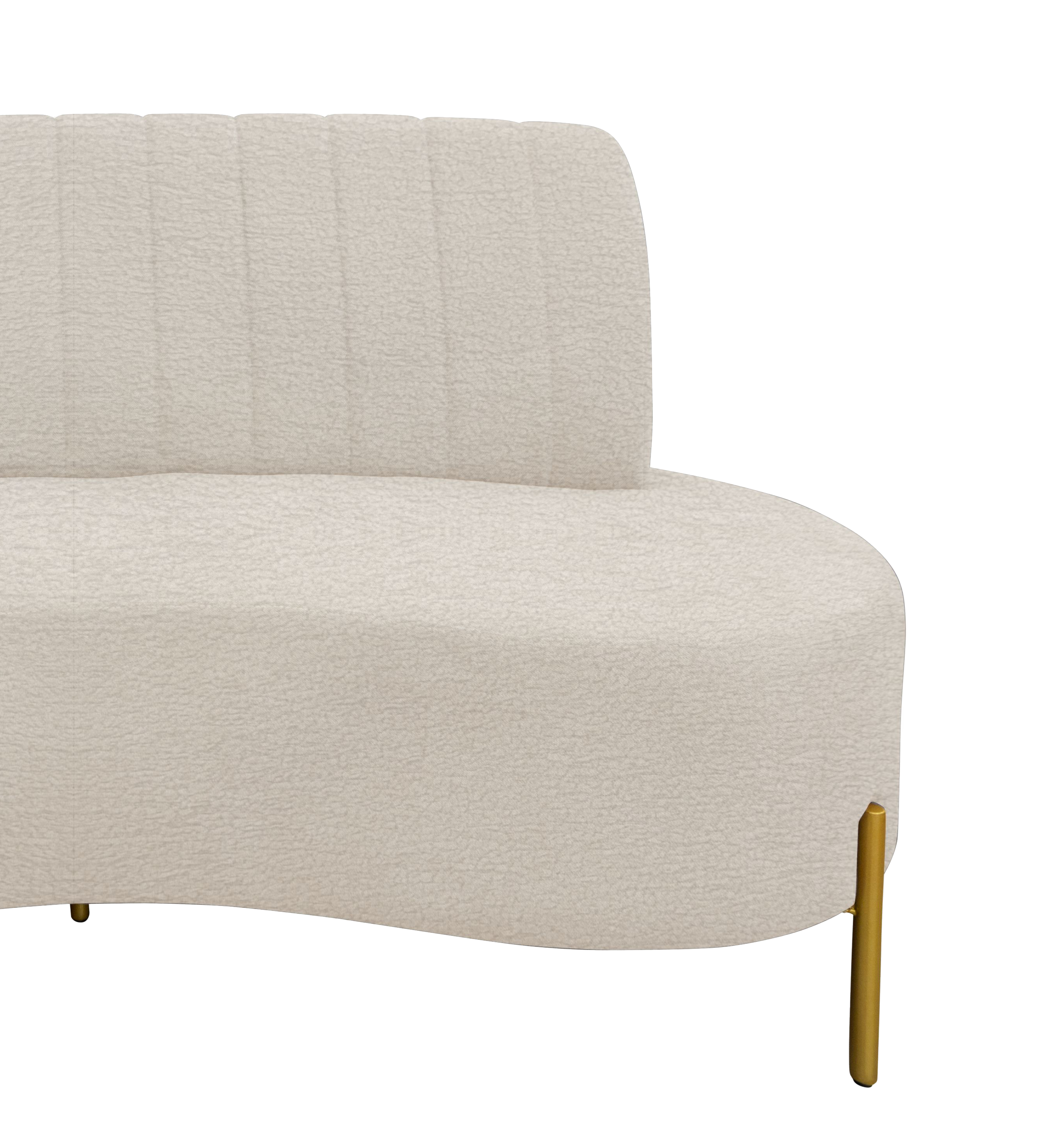 Sofá Living Qatar 160cm Konfort Pés em Metal Dourado Boucle Creme