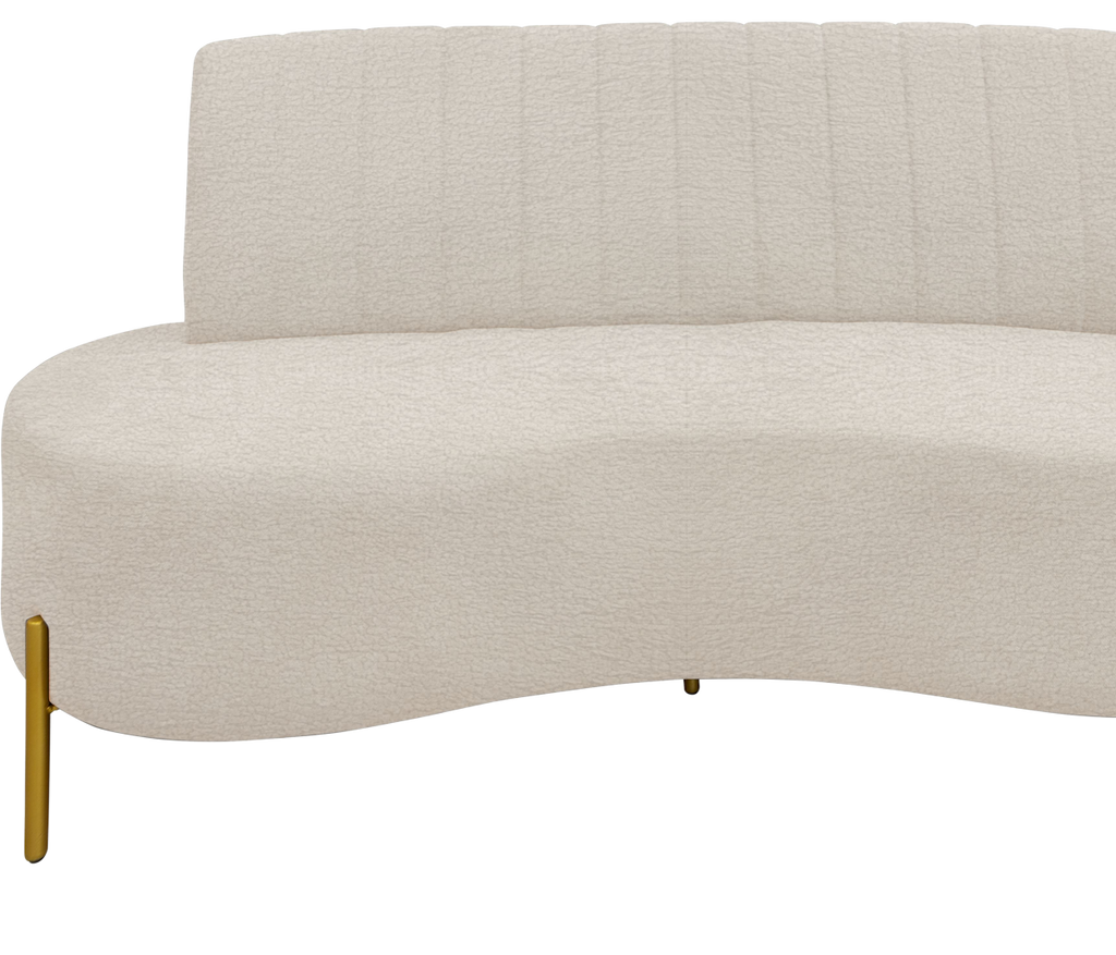 Sofá Living Qatar 160cm Konfort Pés em Metal Dourado Boucle Creme