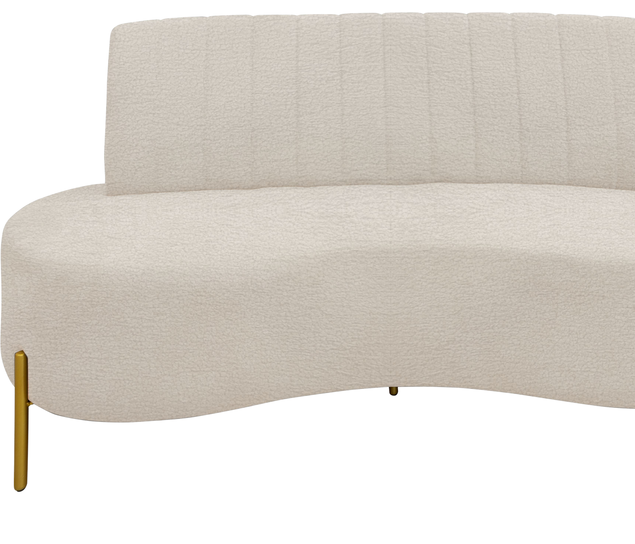 Sofá Living Qatar 160cm Konfort Pés em Metal Dourado Boucle Creme