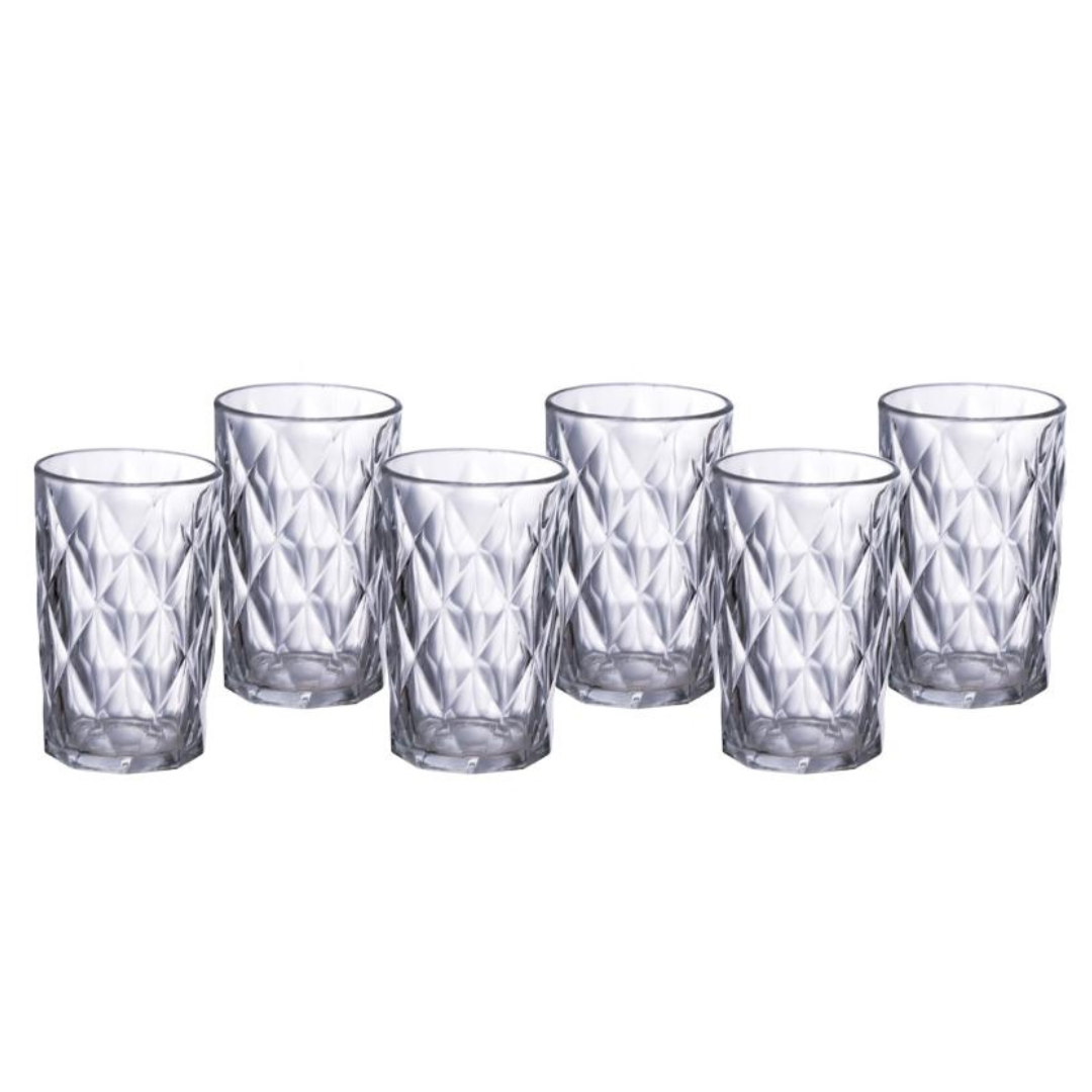 Jogo 6 Copos Diamond Etilux 340ml