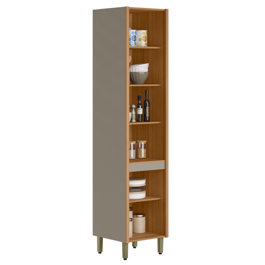 Armário Paneleiro Allure Linea 50cm 2 Portas Jequitibá e Gris