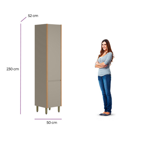 Armário Paneleiro Allure Linea 50cm 2 Portas Jequitibá e Gris