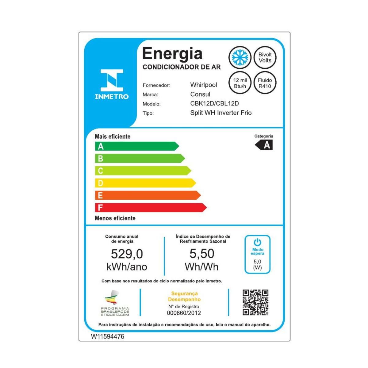 Ar-Condicionado Split Consul Triple Inverter 12000 BTUs Frio CBK12DB Bivolt