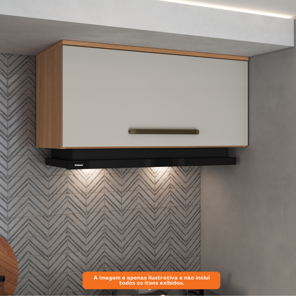 Armário Aéreo de Cozinha Isabelle Delmarco 80cm Porta Basculante Freijó e Arenas