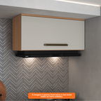 Armário Aéreo de Cozinha Isabelle Delmarco 80cm Porta Basculante Freijó e Arenas