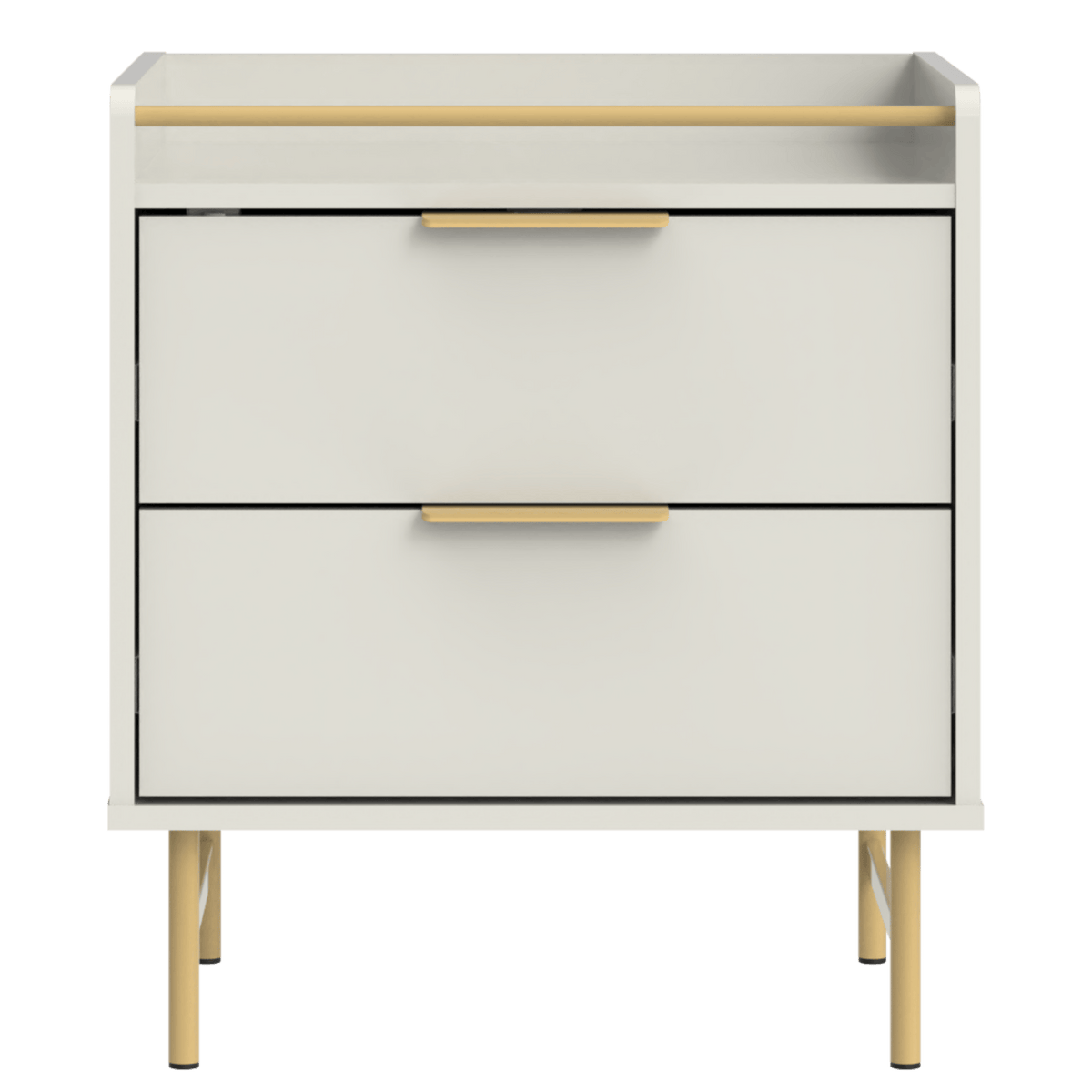 Mesa de Cabeceira Yves Província 2 Gavetas Off White com Dourado