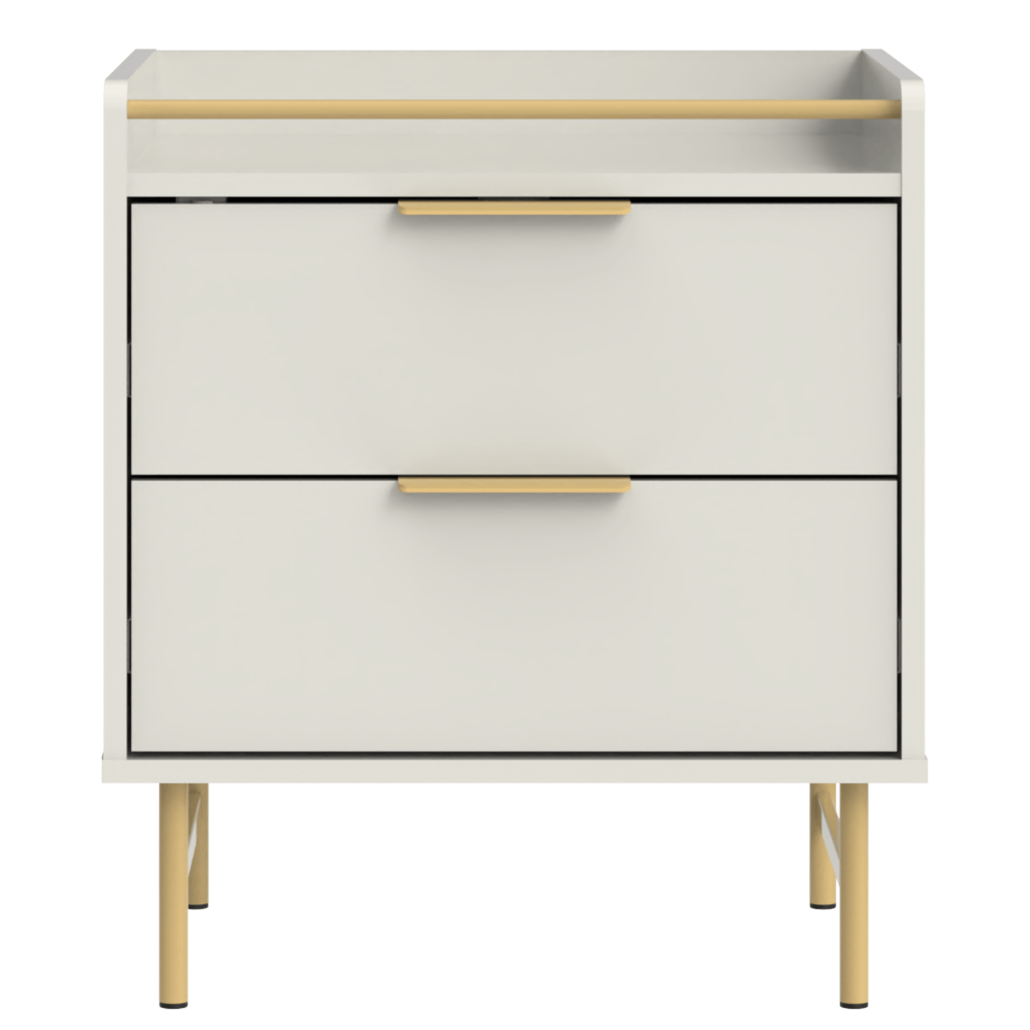 Mesa de Cabeceira Yves Província 2 Gavetas Off White com Dourado