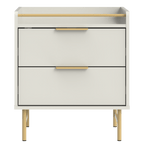 Mesa de Cabeceira Yves Província 2 Gavetas Off White com Dourado