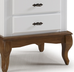 Mesa de Cabeceira Rústica 53cm Linz 60404 4 Gavetas Branco e Imbuia