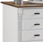 Mesa de Cabeceira Rústica 53cm Linz 60404 4 Gavetas Branco e Imbuia