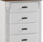 Mesa de Cabeceira Rústica 53cm Linz 60404 4 Gavetas Branco e Imbuia