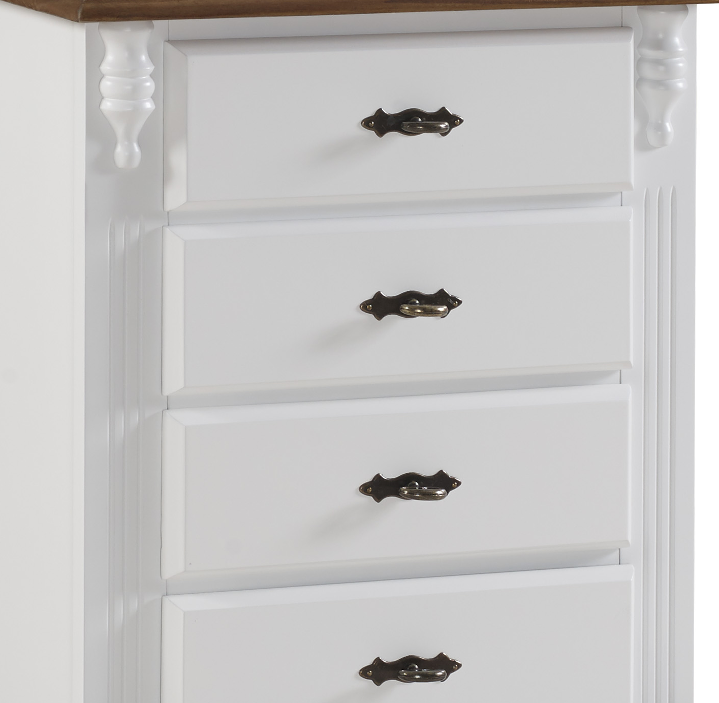 Mesa de Cabeceira Rústica 53cm Linz 60404 4 Gavetas Branco e Imbuia