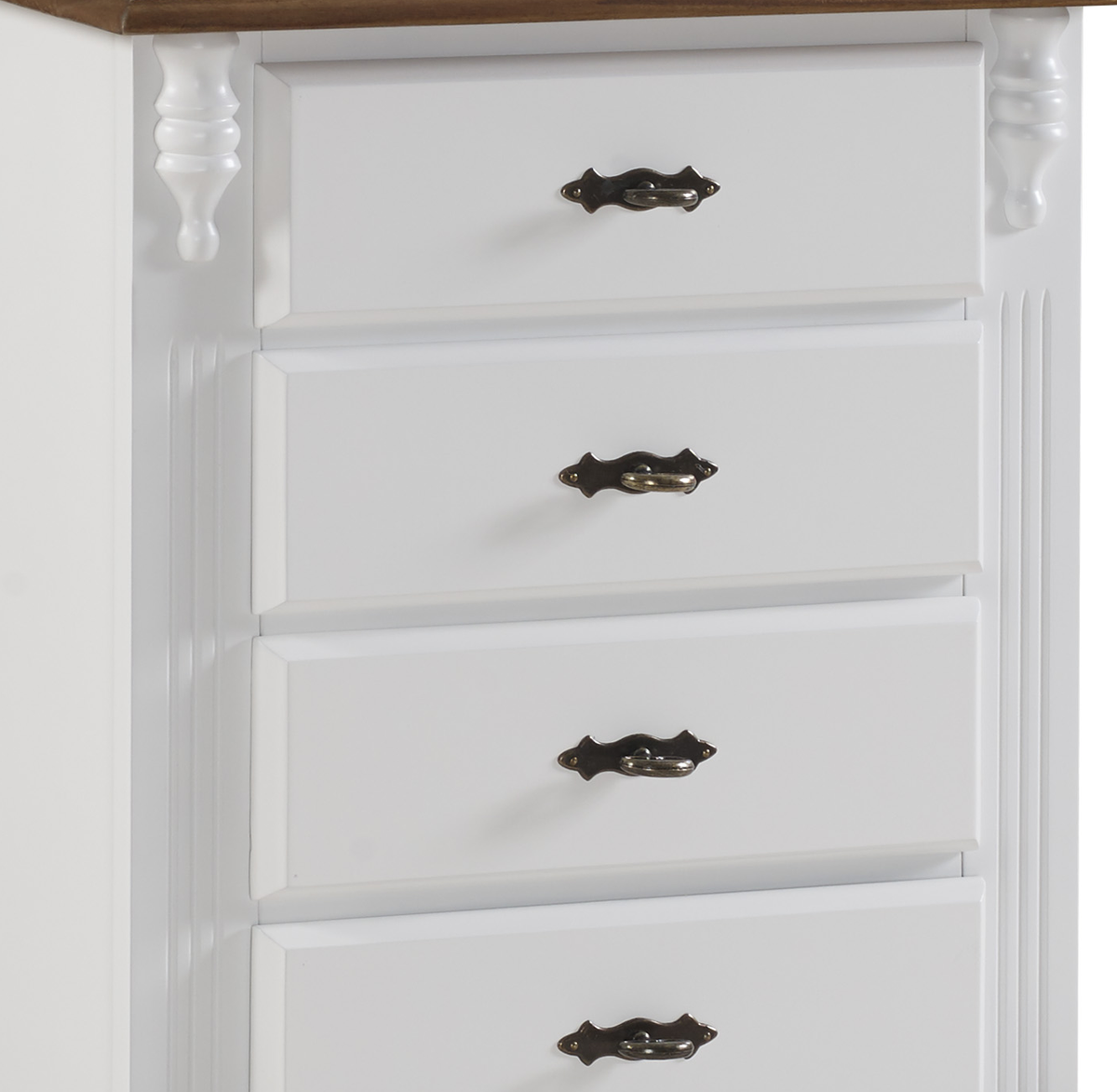 Mesa de Cabeceira Rústica 53cm Linz 60404 4 Gavetas Branco e Imbuia