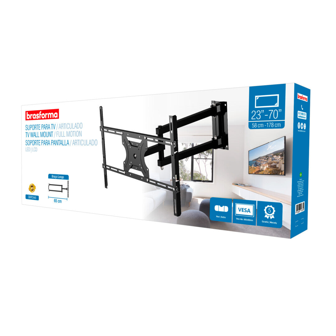 Suporte de Parede Articulado Brasforma SBRP2440 para TVs de 23 até 70"