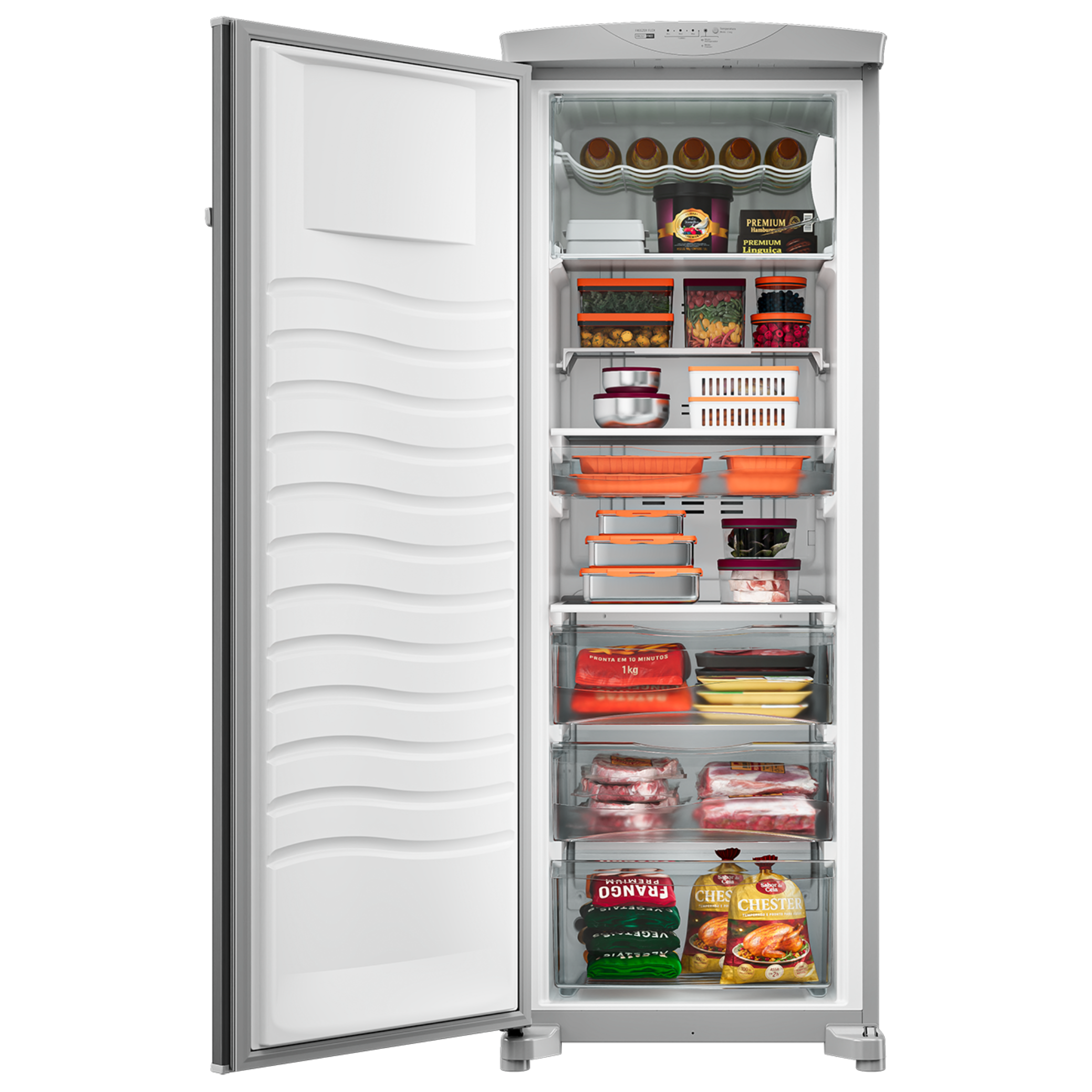 Freezer Vertical Flex Brastemp 276L BVR28PK Frost Free Platinum 220V