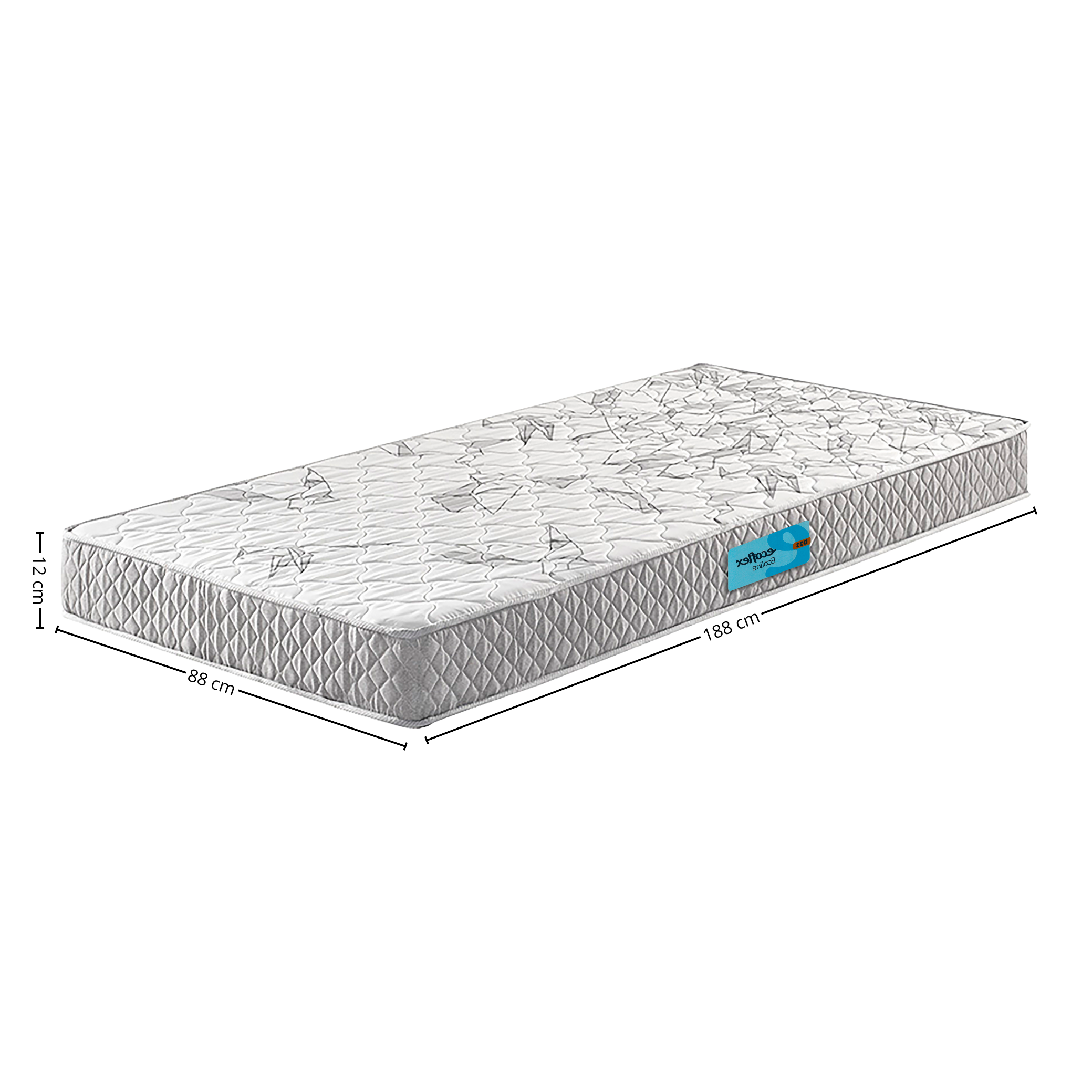 Colchão Espuma Ecoline D-23 Ecoflex Solteiro 88x188x12cm Cinza