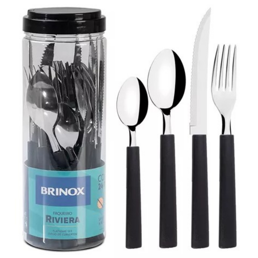Faqueiro Brinox 24 Peças Riviera Aço Inox Preto