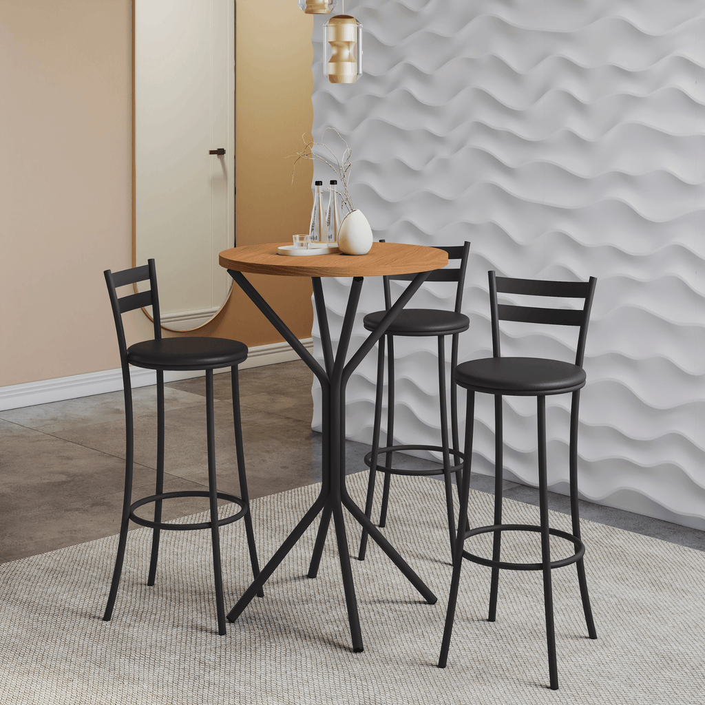 Mesa Bistro Oxford Kappesberg 65cm Crome Preto Fosco com Canela