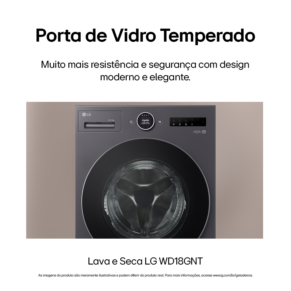 Lava e Seca Smart LG 18KG Inverter AI DD 2.0 Black Inox 220V