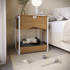 Mesa de Cabeceira com Cama Pet Kappesberg 1 Gaveta Canela e Branco